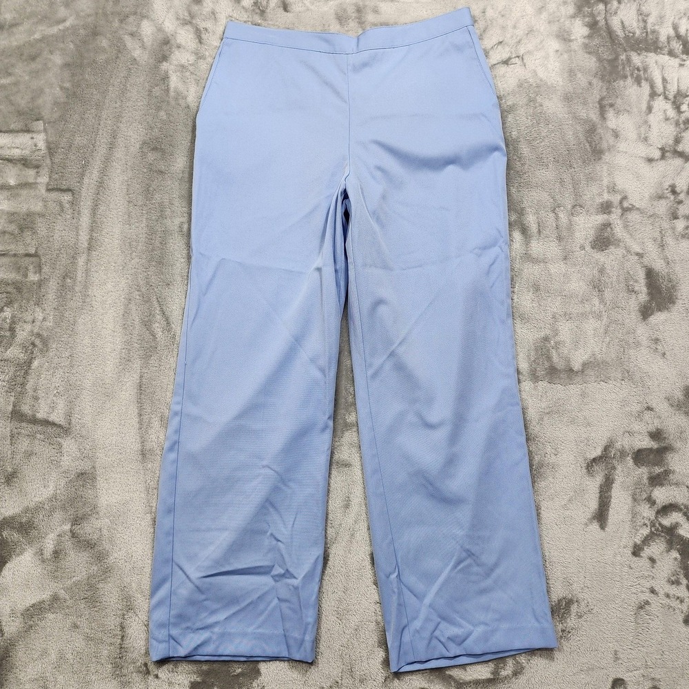 Vintage Alfred Dunner Pants Womens 14P PETITE Blue Pull On Straight Leg Casual
